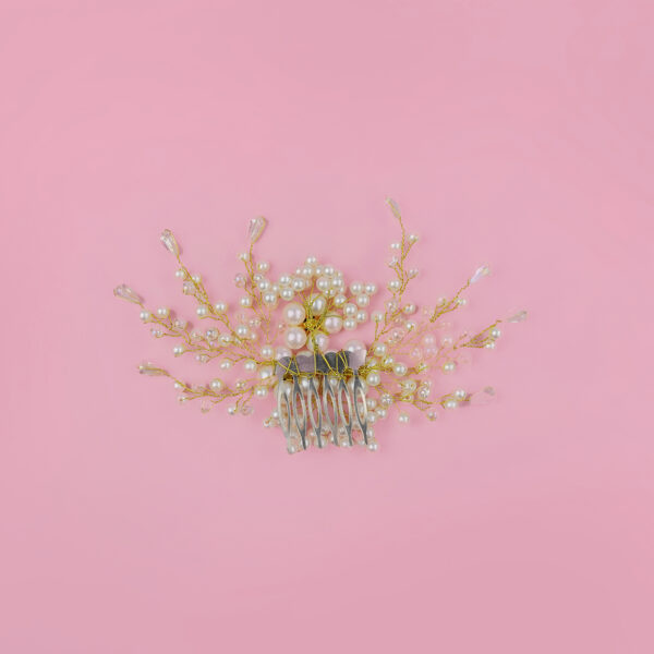 Lucie Floral Hair Comb(Golden) - Image 2
