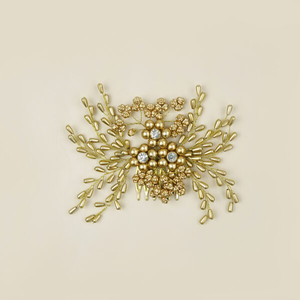 Lucie Floral Hair Comb(Golden)