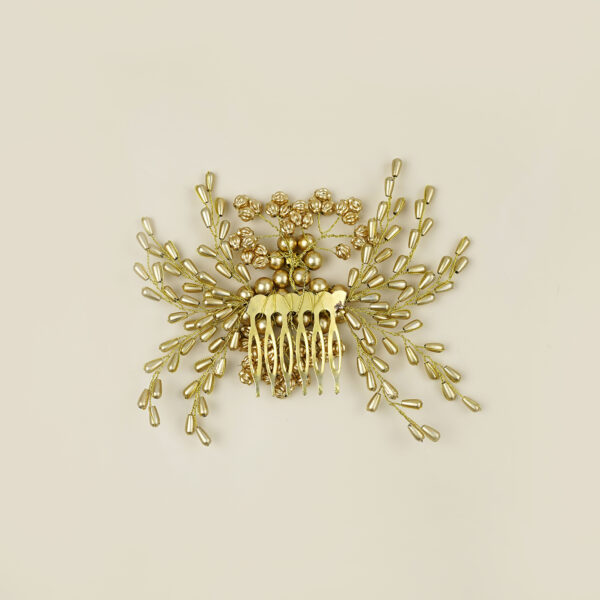 Lucie Floral Hair Comb(Golden) - Image 5