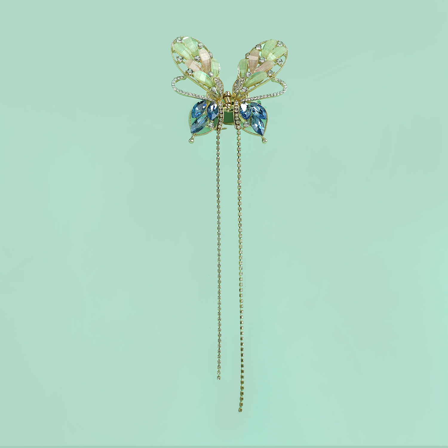Multi Stone Butterfly Clip